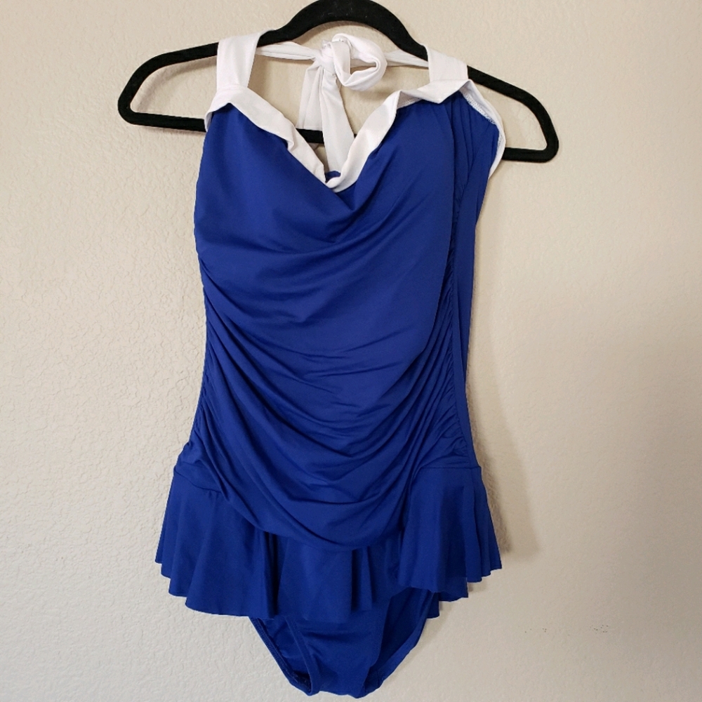 Ralph Lauren Plus Size One-Piece Halter Swim Dress